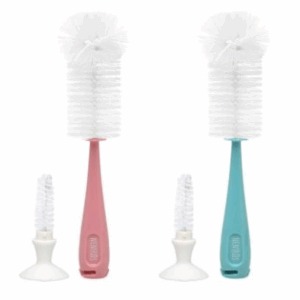 set de cepillos limpia biberones y tetinas , 2 colores ,mango antideslizante