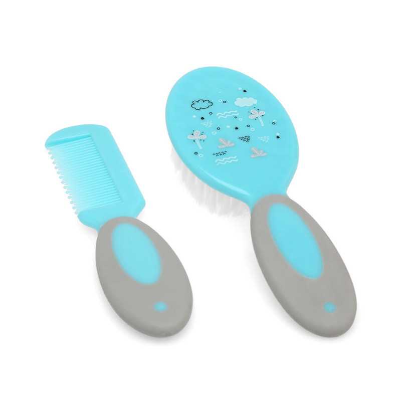 set de cepillo y peine para bebe rosa y gris ,suaves y ergonomicos set de cepillo y peine para bebe rosa y gris ,suaves y ergonomicos