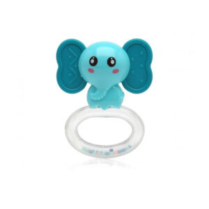 mordedor sonajero para bebé con forma de elefante – suave, seguro y colorido
