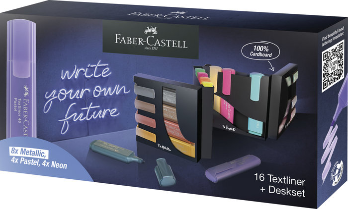 16 marcadores textliner faber castell con deskset (metallic, pastel y neon) 16 marcadores textliner faber castell con deskset (metallic, pastel y neon)