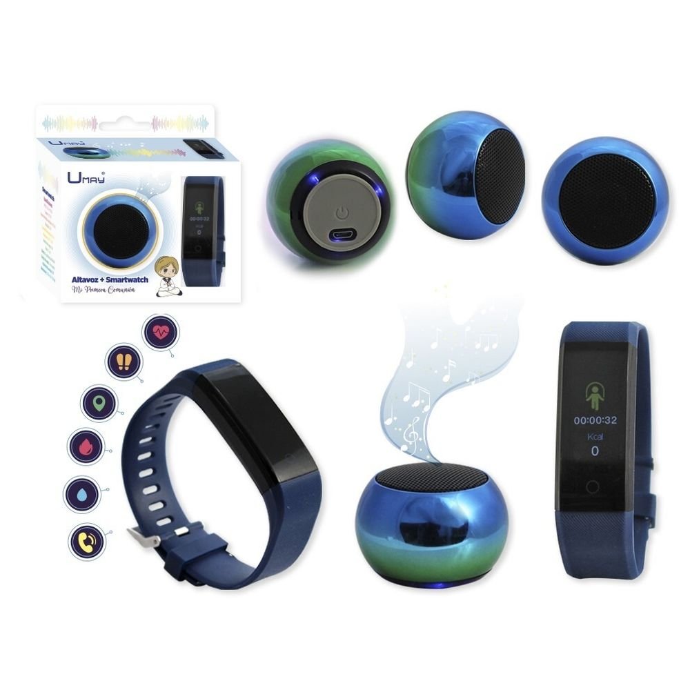 smarwatch + altavoz azul smarwatch + altavoz azul